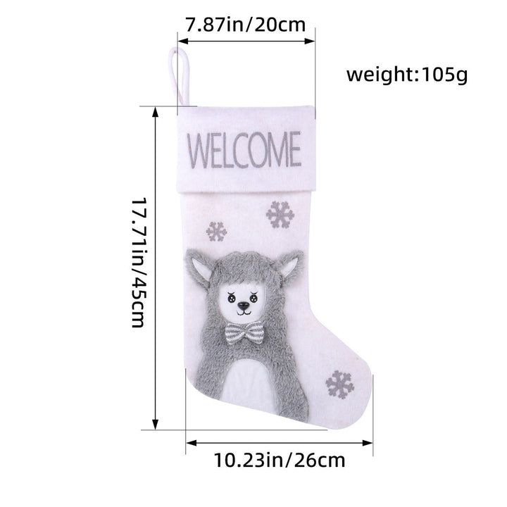 Large Plush Christmas Stocking Gift Holder Decoration