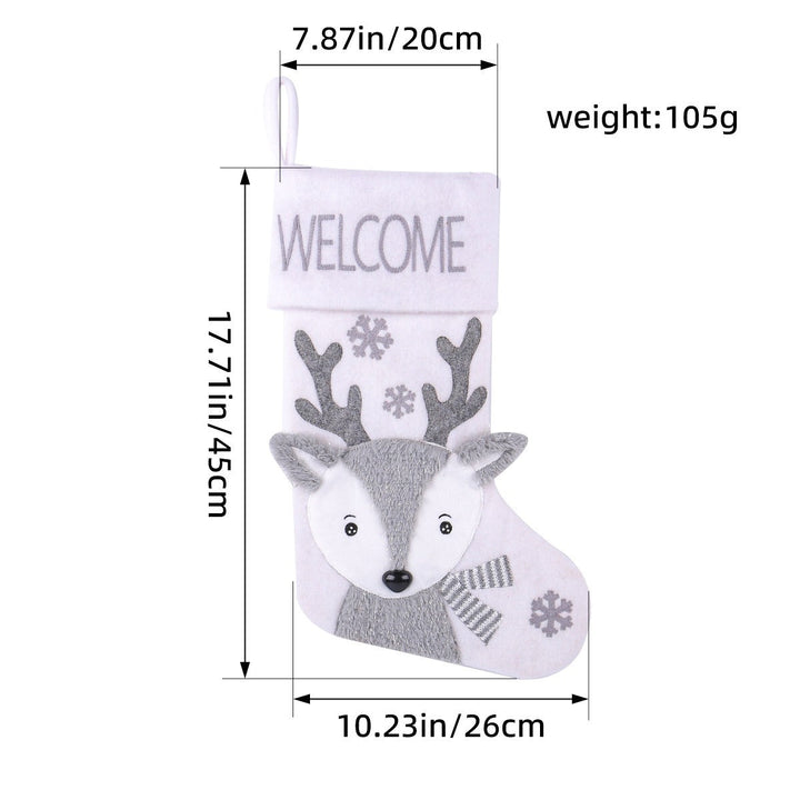 Large Plush Christmas Stocking Gift Holder Decoration