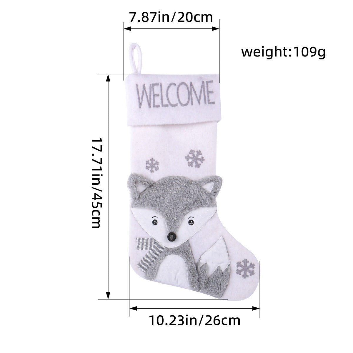 Large Plush Christmas Stocking Gift Holder Decoration