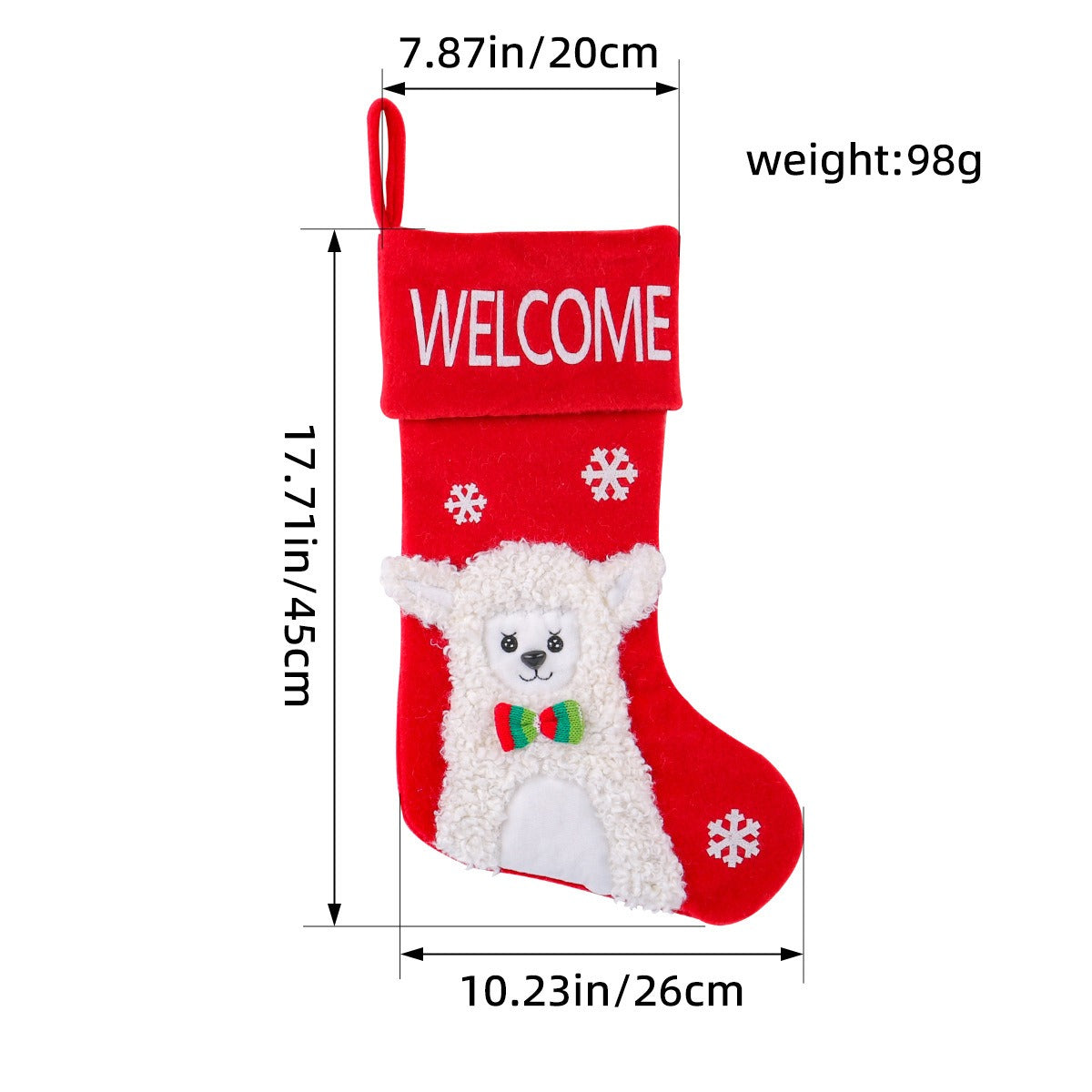 Large Plush Christmas Stocking Gift Holder Decoration