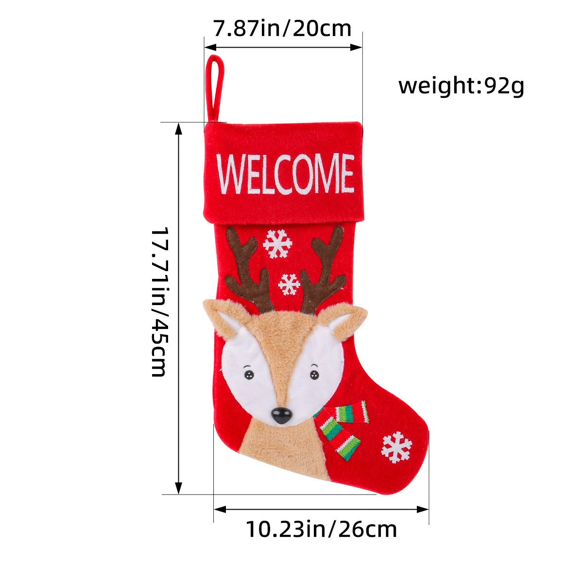 Large Plush Christmas Stocking Gift Holder Decoration