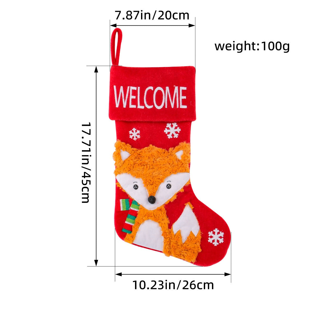 Large Plush Christmas Stocking Gift Holder Decoration
