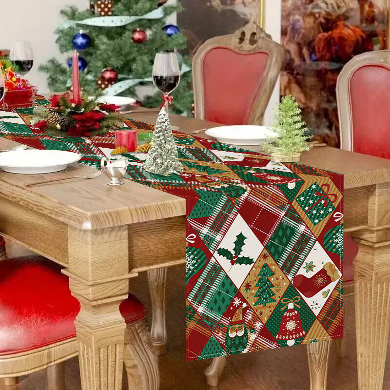 Christmas Table Runner, Festive Patchwork Table Decor