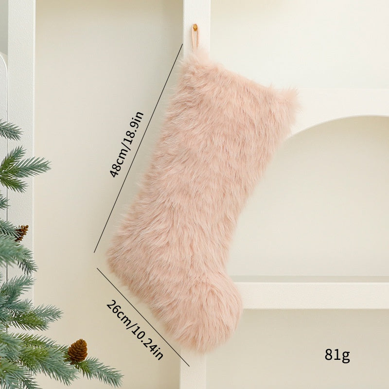 Long Plush Christmas Stocking for Cozy Gift Giving