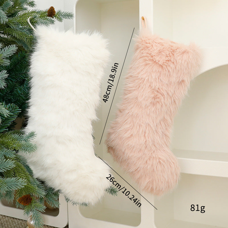 Long Plush Christmas Stocking for Cozy Gift Giving