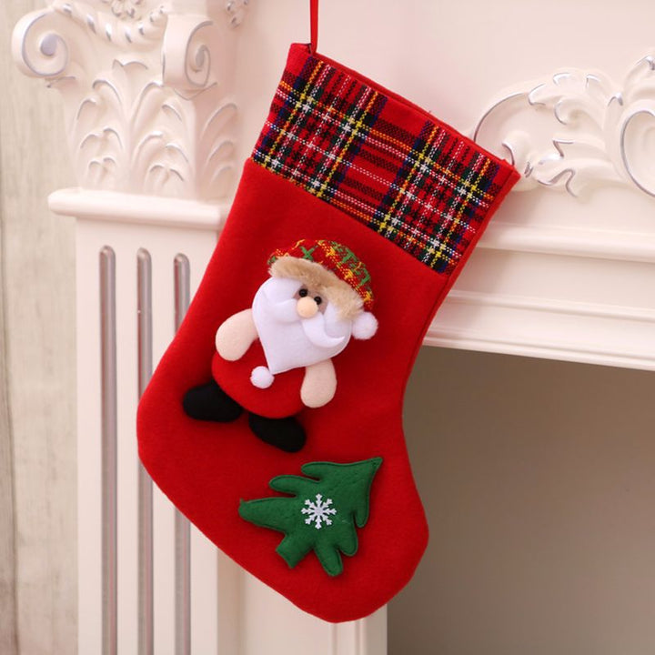 Christmas Stocking Set of 3 Plush Mantel Decorations