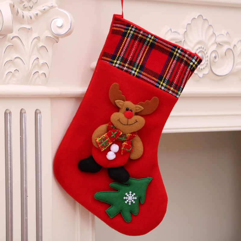 Christmas Stocking Set of 3 Plush Mantel Decorations