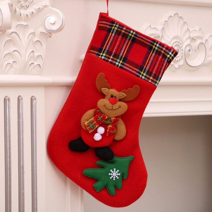 Christmas Stocking Set of 3 Plush Mantel Decorations