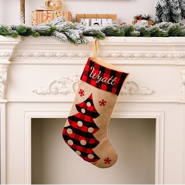 Personalized Christmas Stockings in Rustic Plaid Decor