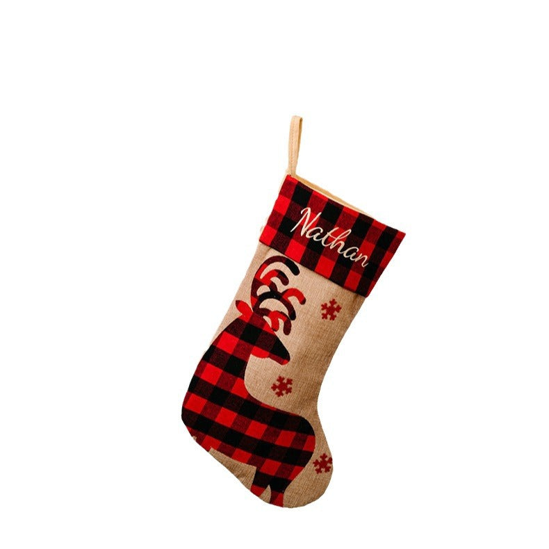 Personalized Christmas Stockings in Rustic Plaid Decor