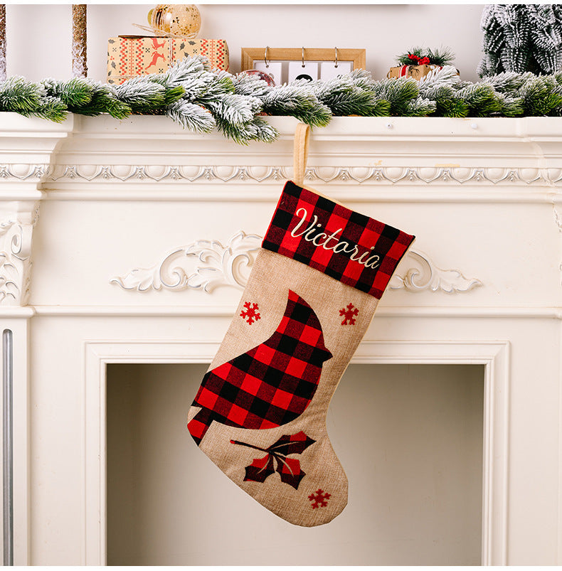 Personalized Christmas Stockings in Rustic Plaid Decor