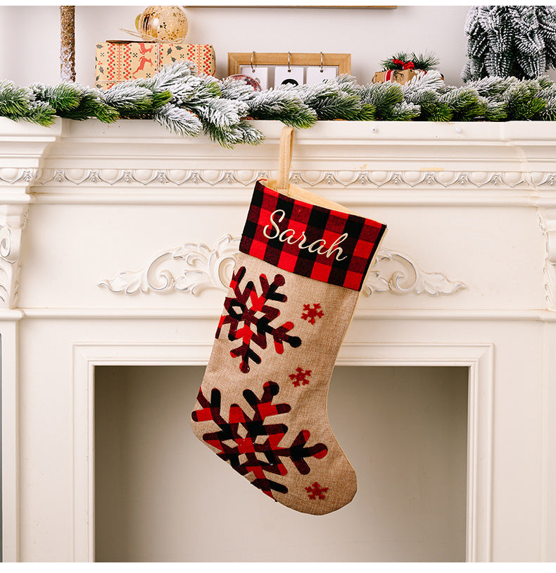 Personalized Christmas Stockings in Rustic Plaid Decor