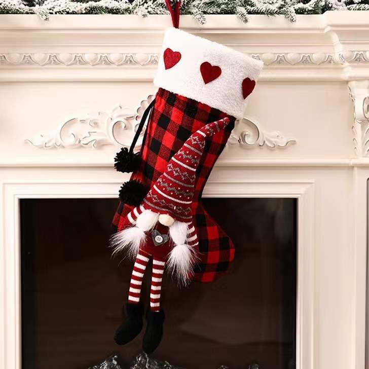 Christmas Stockings With Gnome Charm for Festive Mantels