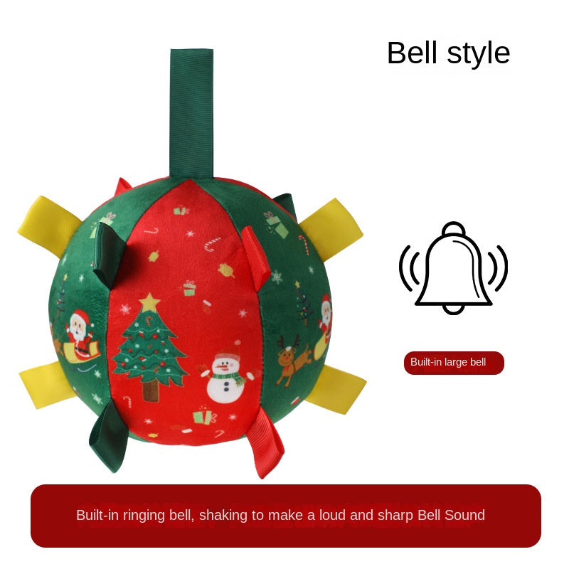 Christmas Plush Dog Ball with Bell for Interactive Play