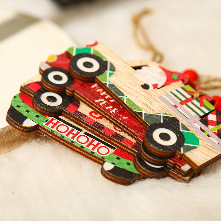 Wooden Christmas Car Ornaments for Rustic Holiday Decor
