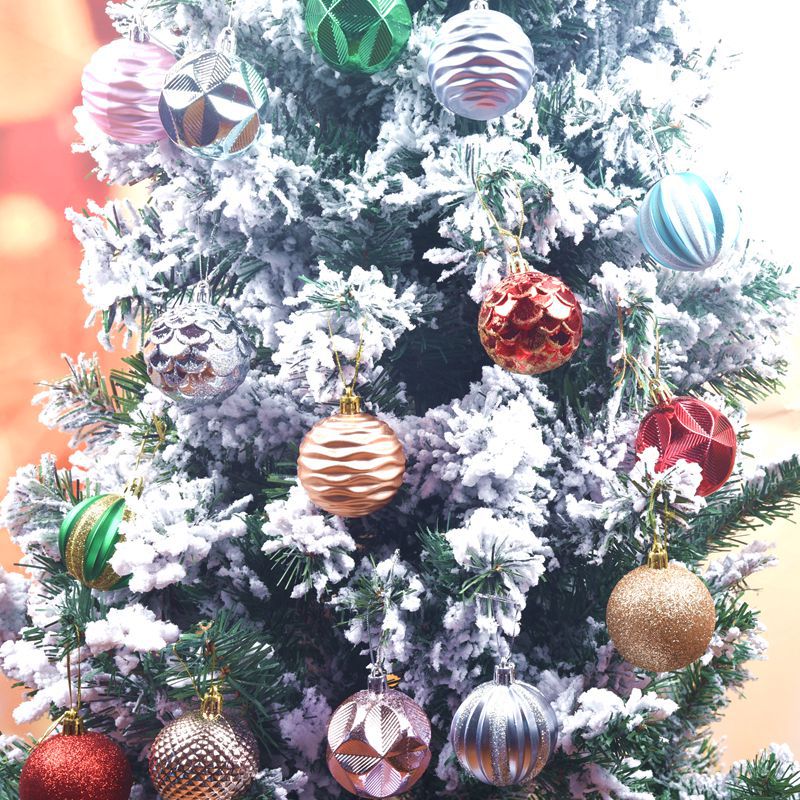 Christmas Tree Ornaments 12-Piece Glitter Bauble Set