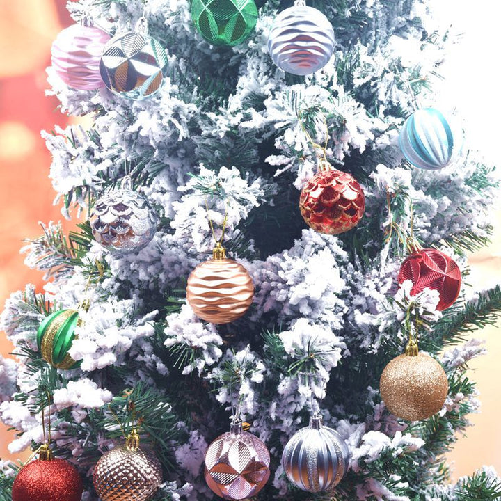 Christmas Tree Ornaments 12-Piece Glitter Bauble Set