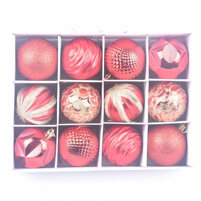 Christmas Tree Ornaments 12-Piece Glitter Bauble Set