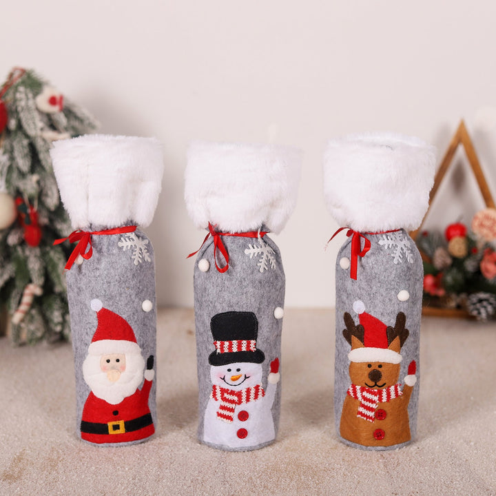 Christmas Wine Bottle Covers, 3-Pack Holiday Decor