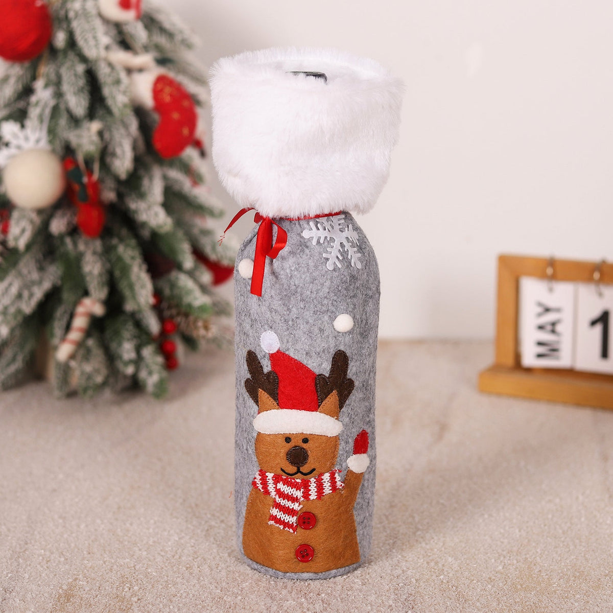 Christmas Wine Bottle Covers, 3-Pack Holiday Decor