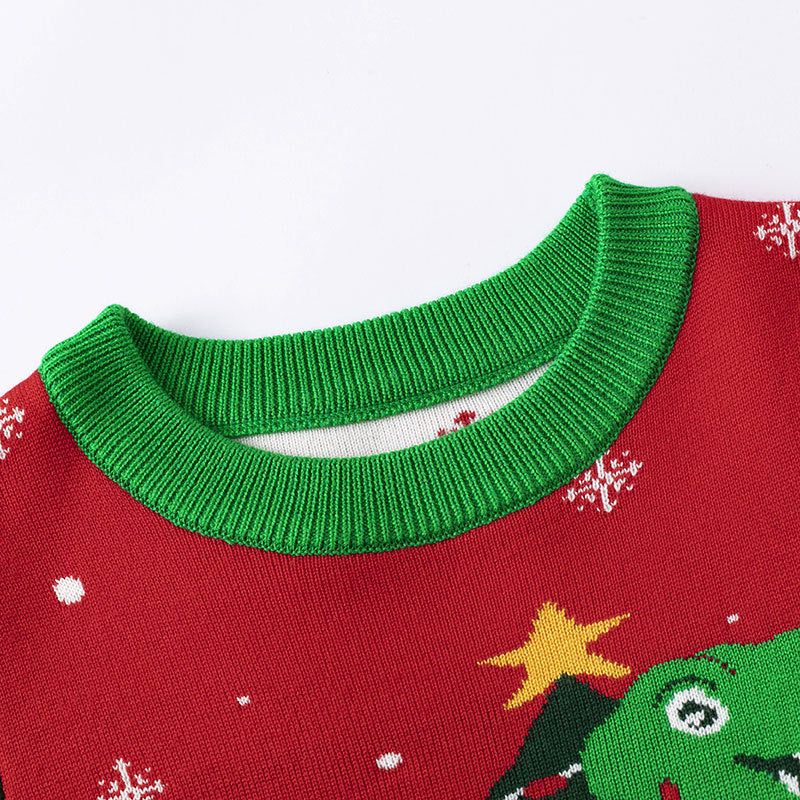 Christmas Dinosaur Sweater for Babies | Festive Knit