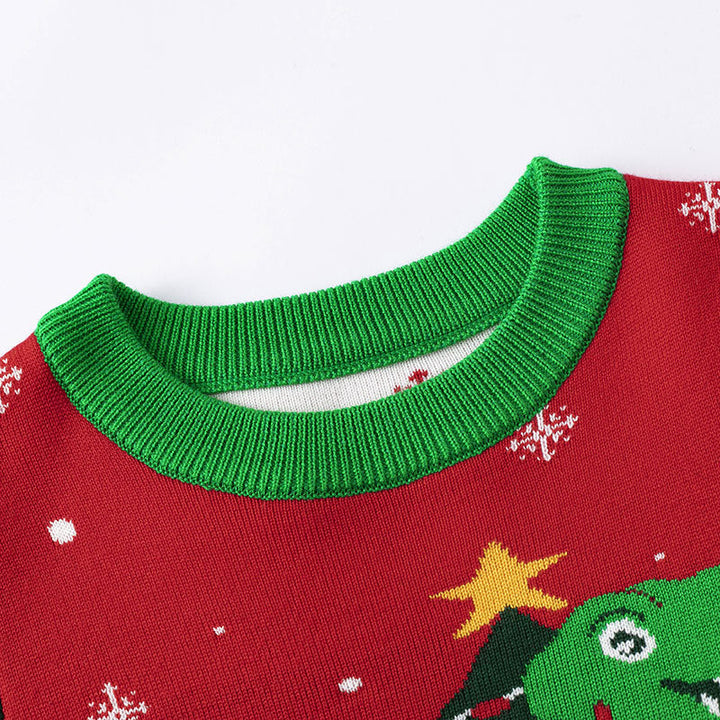 Christmas Dinosaur Sweater for Babies | Festive Knit