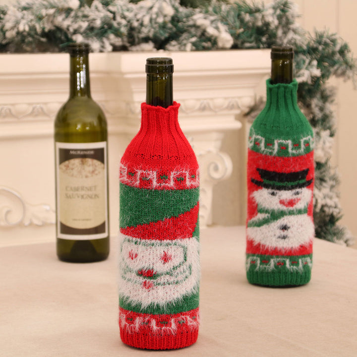 Christmas Wine Bottle Sweaters - Santa & Snowman Set of 2