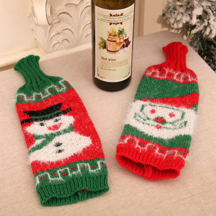 Christmas Wine Bottle Sweaters - Santa & Snowman Set of 2