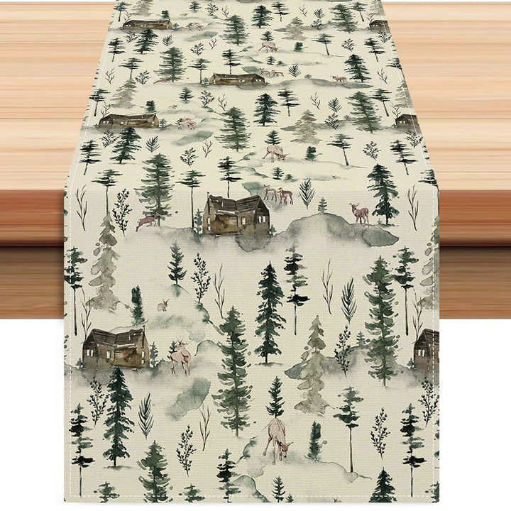 Christmas Table Runner for Cozy Rustic Woodland Tables