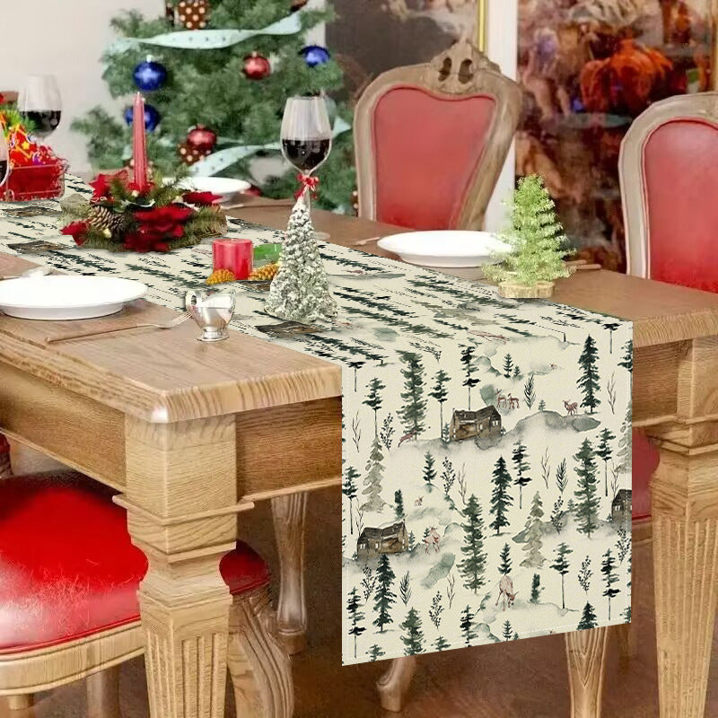 Christmas Table Runner for Cozy Rustic Woodland Tables