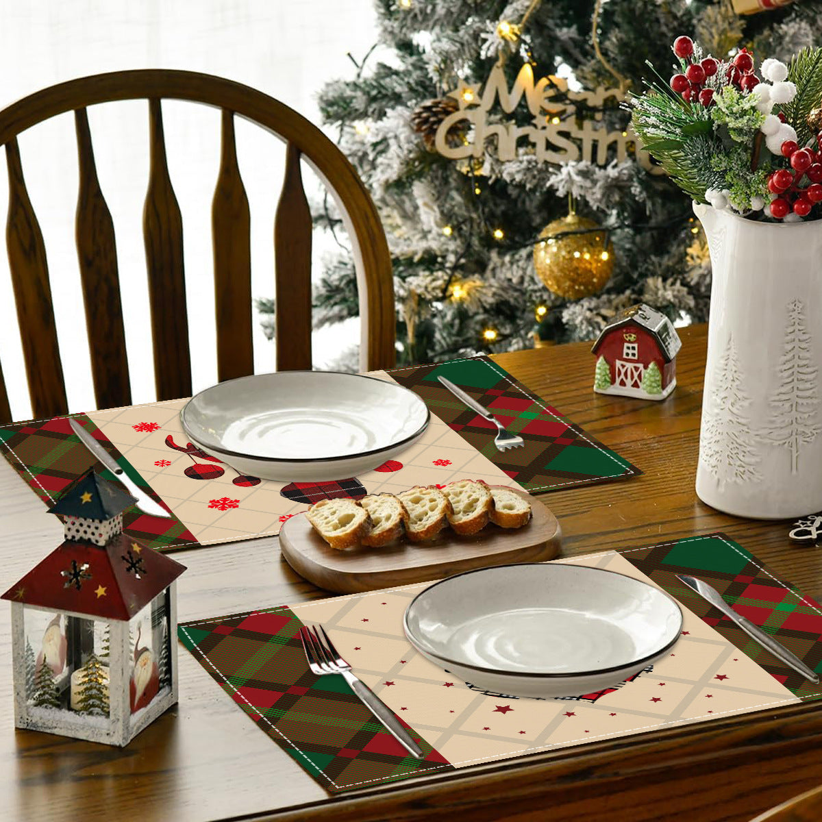 Christmas Placemats – Festive Linen-Look Table Decor
