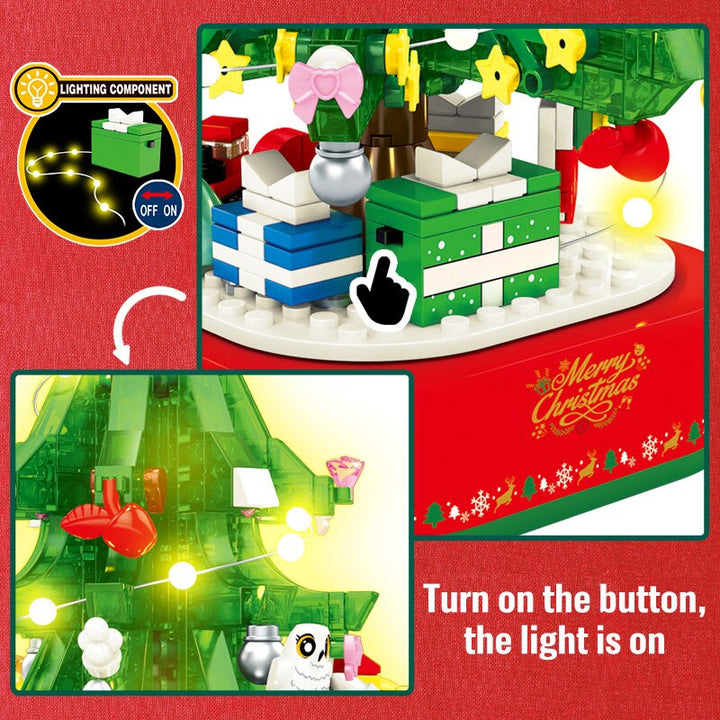 Christmas Tree Building Set, LED Rotating Music Box