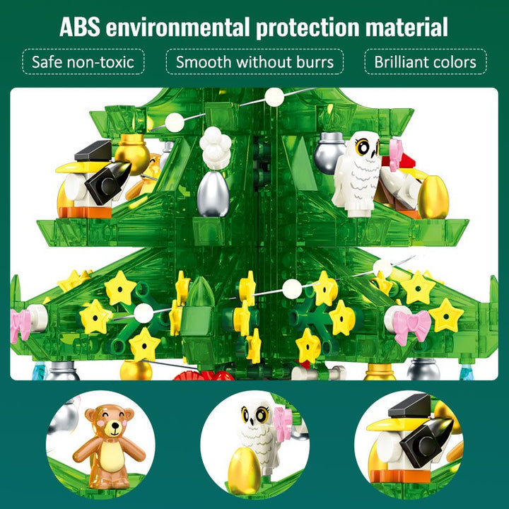Christmas Tree Building Set, LED Rotating Music Box