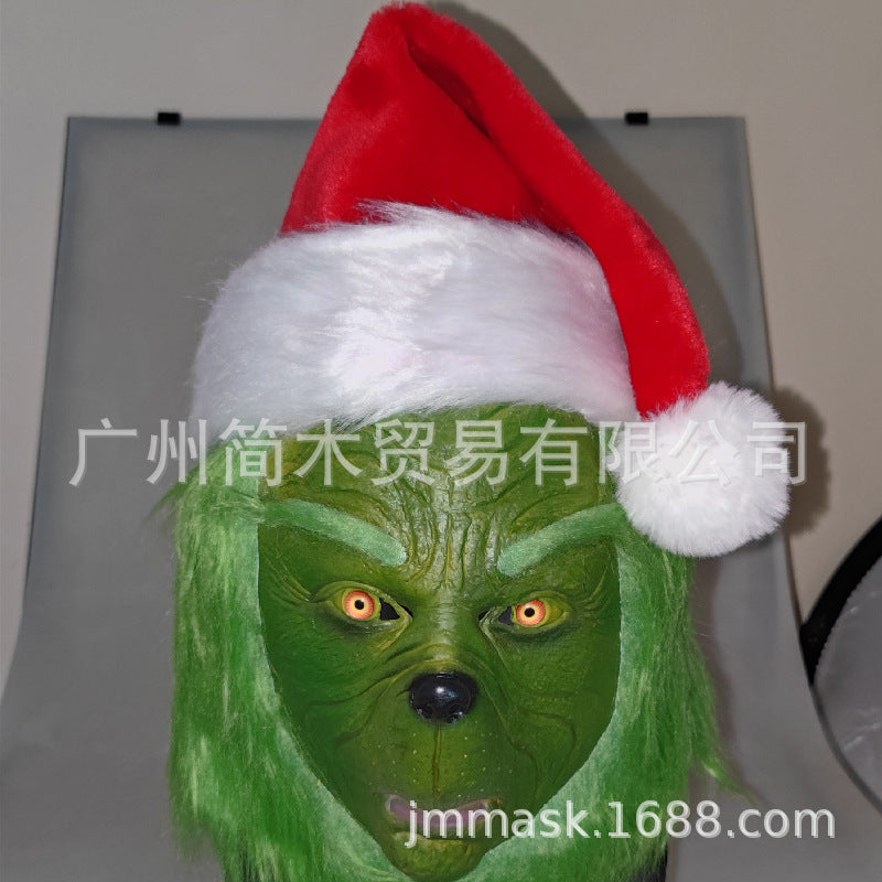 Grinch Costume Mask & Gloves Funny Christmas Disguise