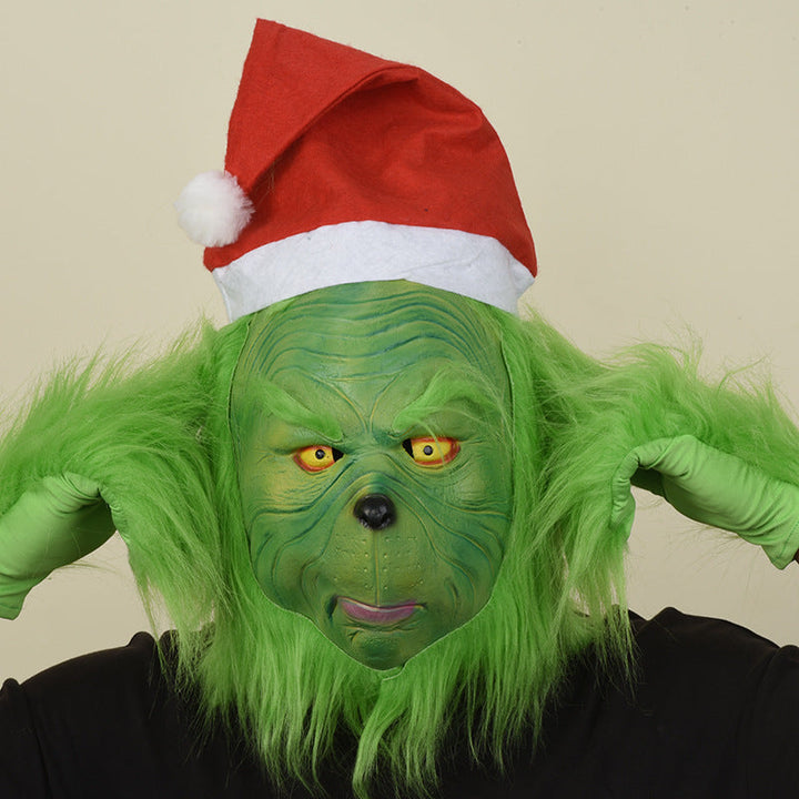 Grinch Costume Mask & Gloves Funny Christmas Disguise