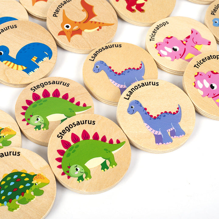 Wooden Dinosaur Memory Matching Game for Kids Age 3