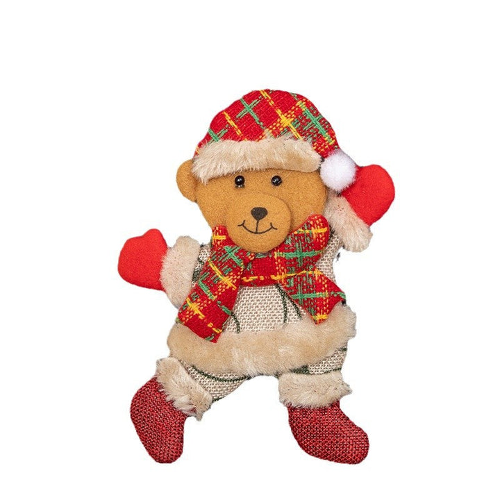 Plush Christmas Tree Ornaments Santa and Reindeer Pair