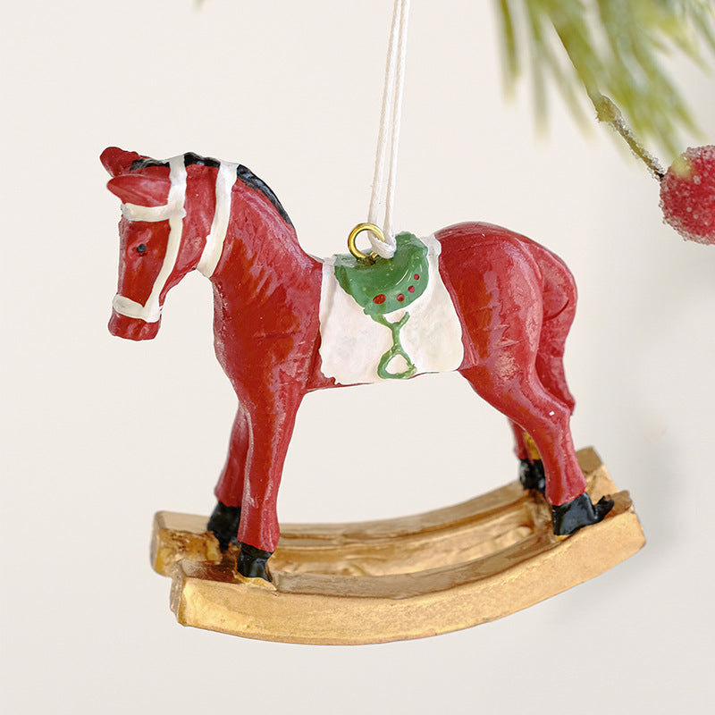 Christmas Tree Ornaments: Vintage Rocking Horse Trio