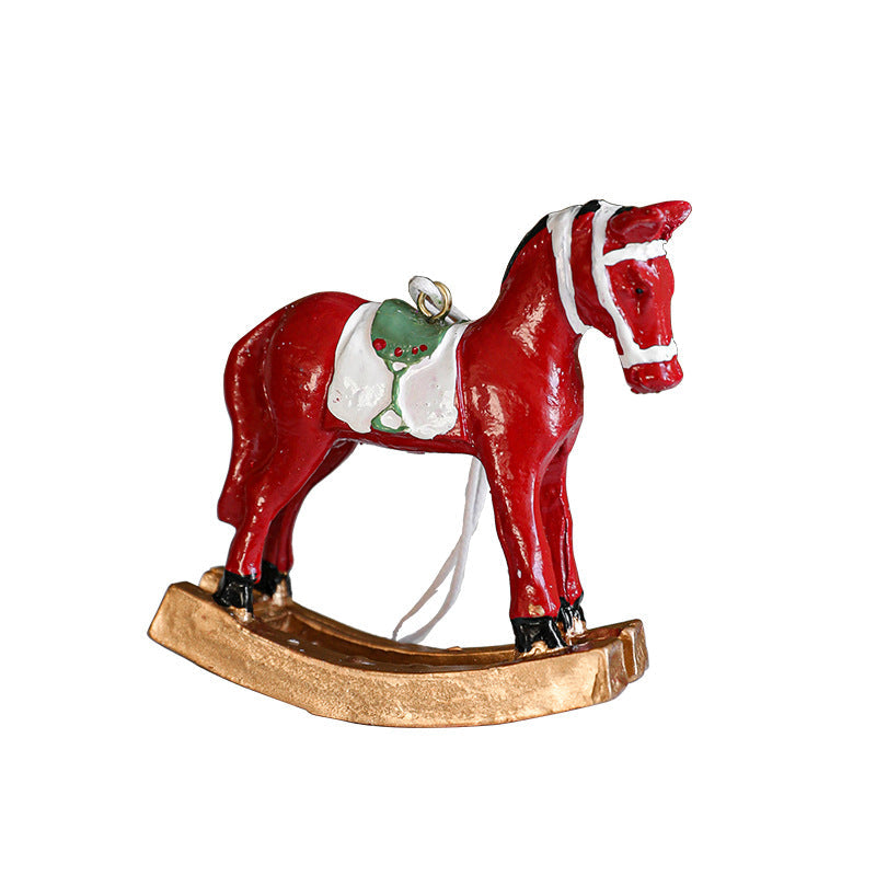 Christmas Tree Ornaments: Vintage Rocking Horse Trio