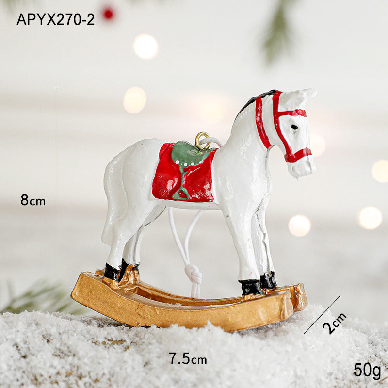 Christmas Tree Ornaments: Vintage Rocking Horse Trio