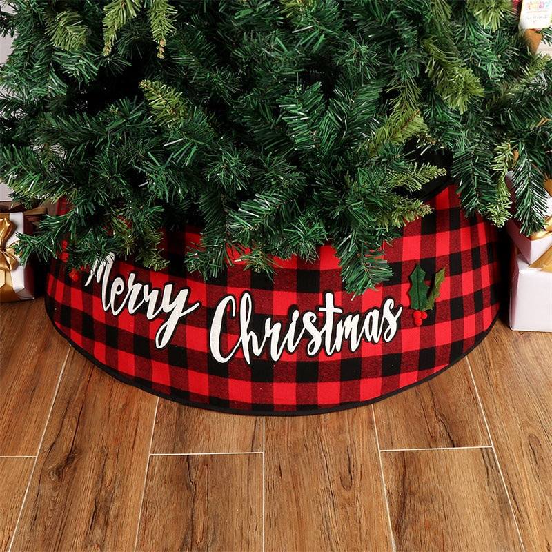 Christmas Tree Skirt With Merry Christmas Buffalo Check