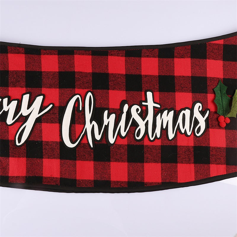 Christmas Tree Skirt With Merry Christmas Buffalo Check