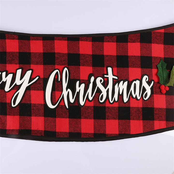 Christmas Tree Skirt With Merry Christmas Buffalo Check