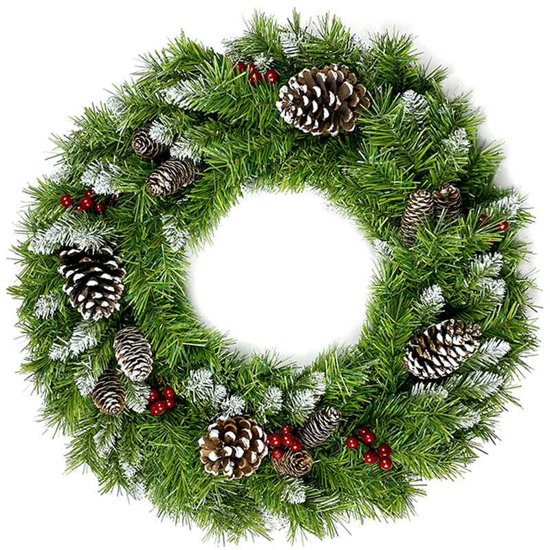 Lit Christmas Entrance Tree Set with Wreath and Garland