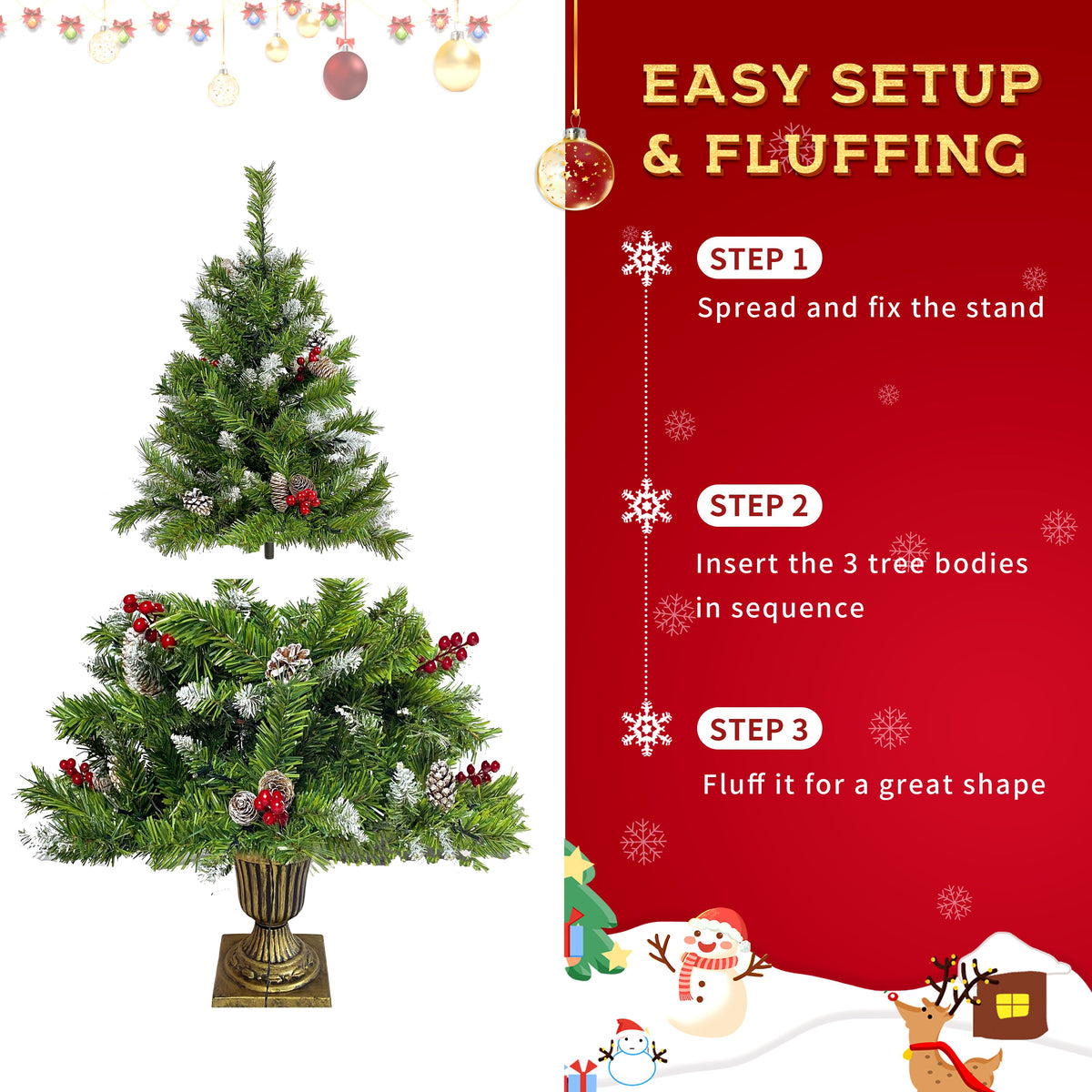 Lit Christmas Entrance Tree Set with Wreath and Garland