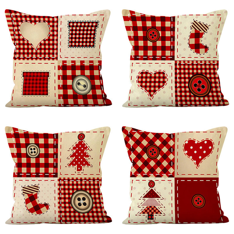 Christmas Pillow Cover - Rustic Patchwork Holiday Decor