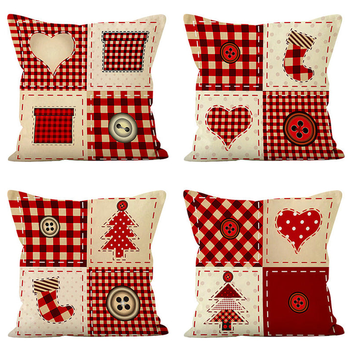 Christmas Pillow Cover - Rustic Patchwork Holiday Decor