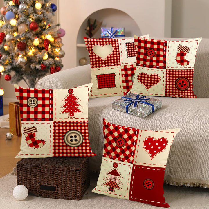 Christmas Pillow Cover - Rustic Patchwork Holiday Decor