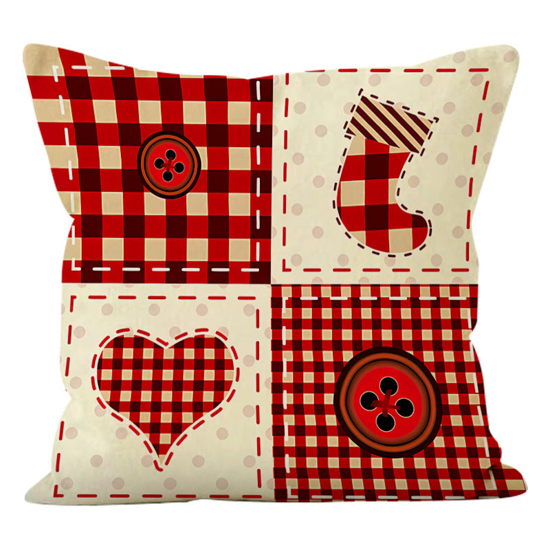 Christmas Pillow Cover - Rustic Patchwork Holiday Decor
