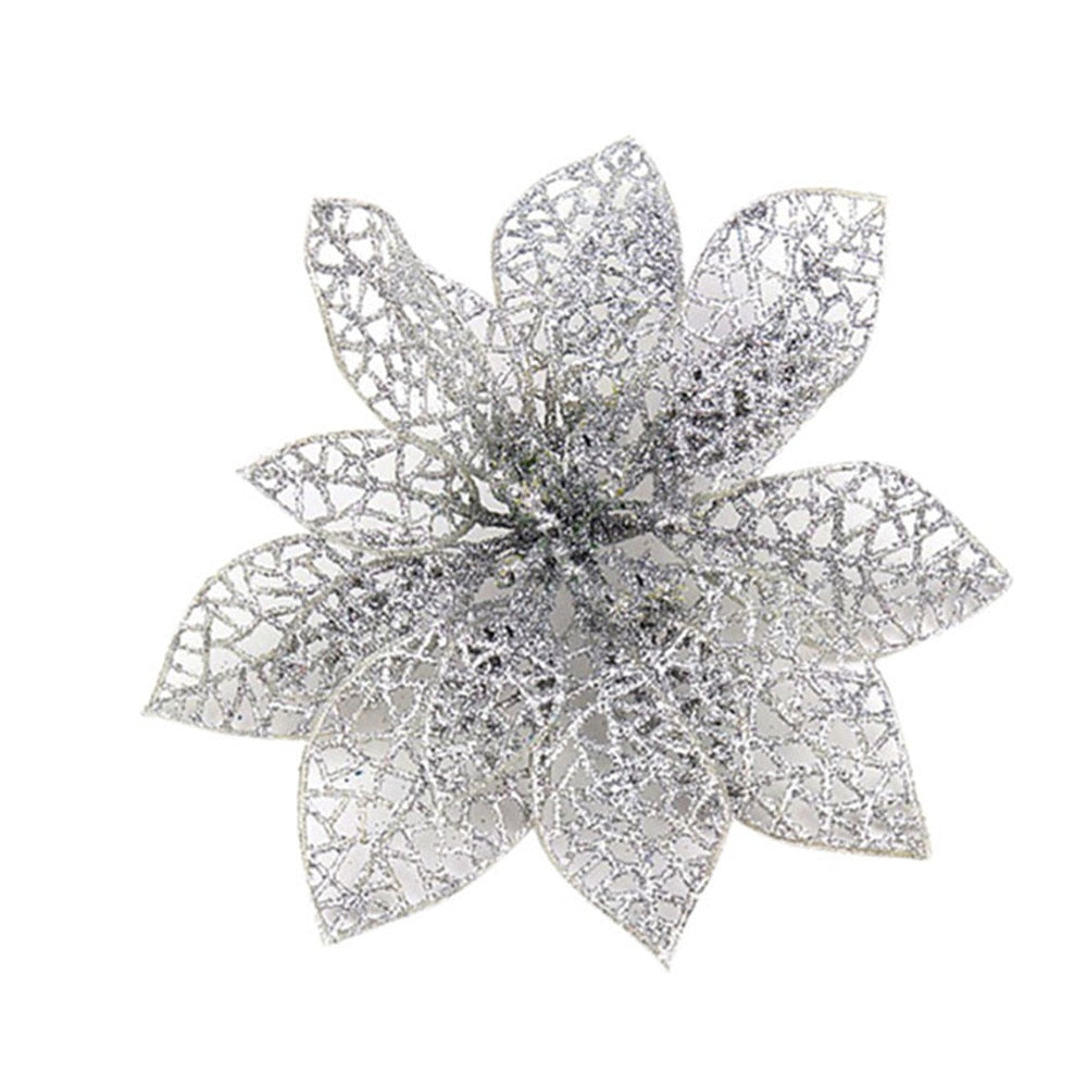 Sparkling Poinsettia Christmas Tree Ornaments Collection